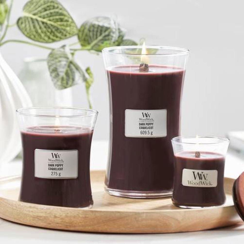 WoodWick Dark Poppy Large Hourglass Candle Extra Image 1